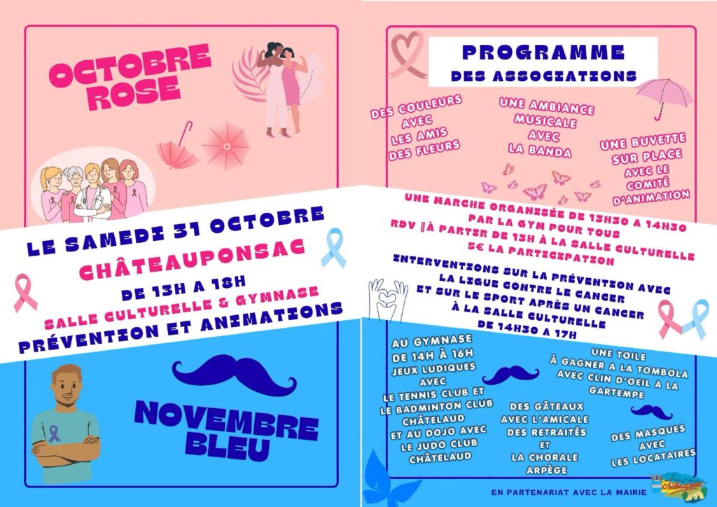 Octobre rose et novembre bleu à Châteauponsac